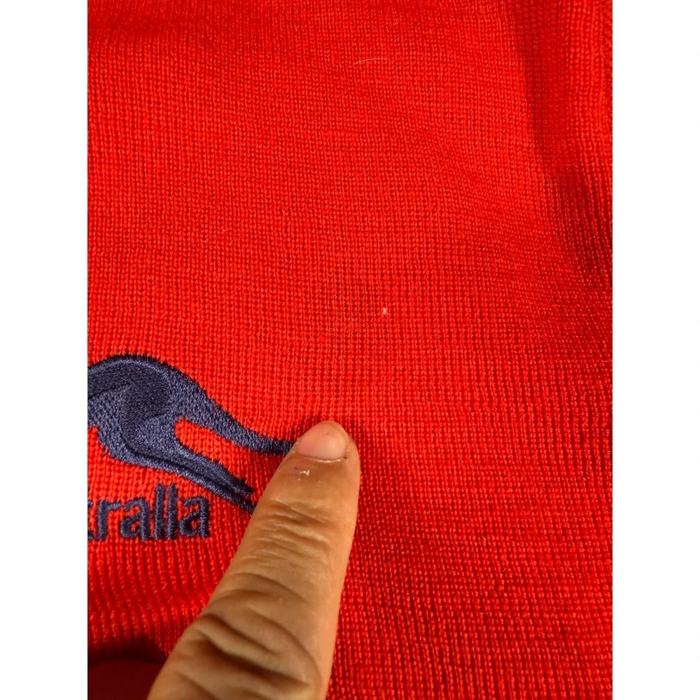 HySport‎ International Australia Wool V Neck Sweater Red Mens Size 22 Vintage
